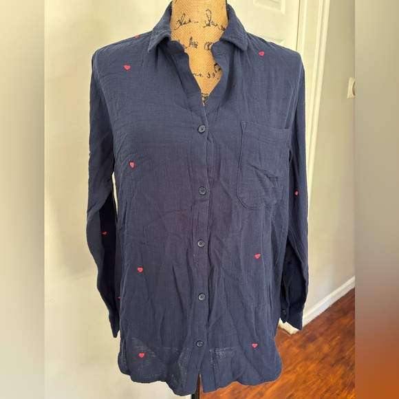 Beachlunchlounge Alessia Top in Navy and Pink hearts m NWT - Picture 1 of 8